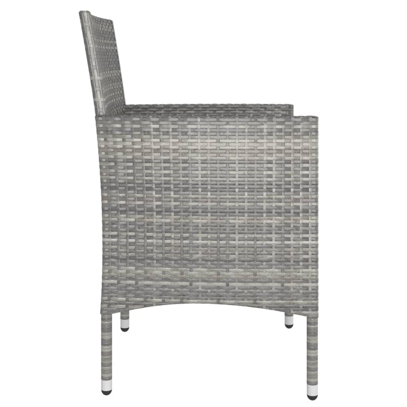 4 Piece Garden Chair and Stool Set Poly Rattan Grey