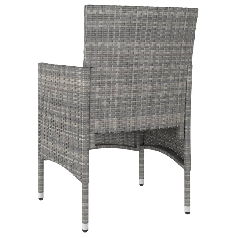 4 Piece Garden Chair and Stool Set Poly Rattan Grey