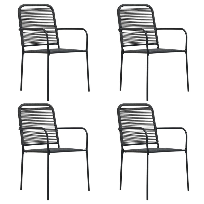 Garden Chairs 4 pcs Cotton Rope and Steel Black