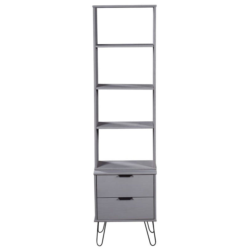 Book Cabinet "New York" Grey Solid Pine Wood