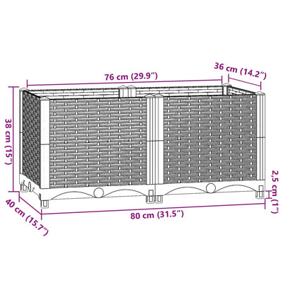 Raised Bed 80x40x38 cm Polypropylene