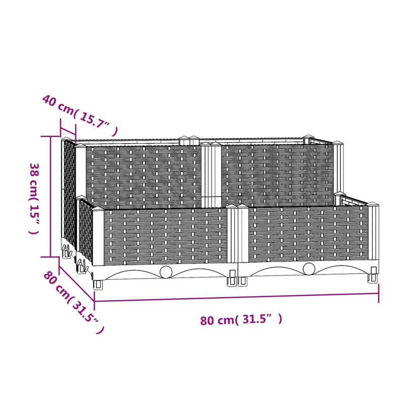 Raised Bed 80x80x38 cm Polypropylene