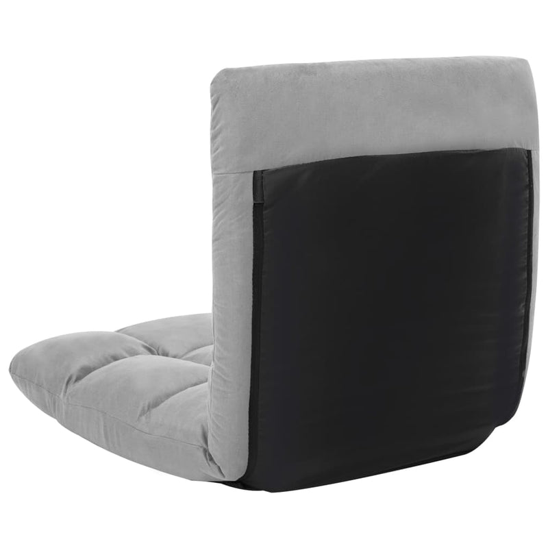 Folding Floor Chair Light Grey Microfibre