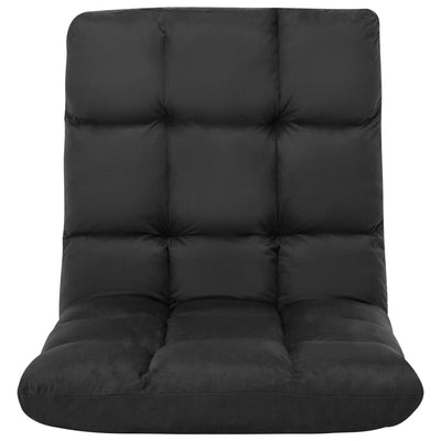 Folding Floor Chair Black Microfibre