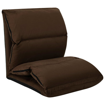 Folding Floor Chair Brown Microfibre