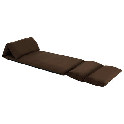 Folding Floor Chair Brown Microfibre