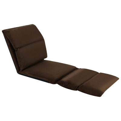 Folding Floor Chair Brown Microfibre