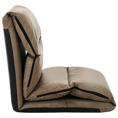 Folding Floor Chair Taupe Microfibre