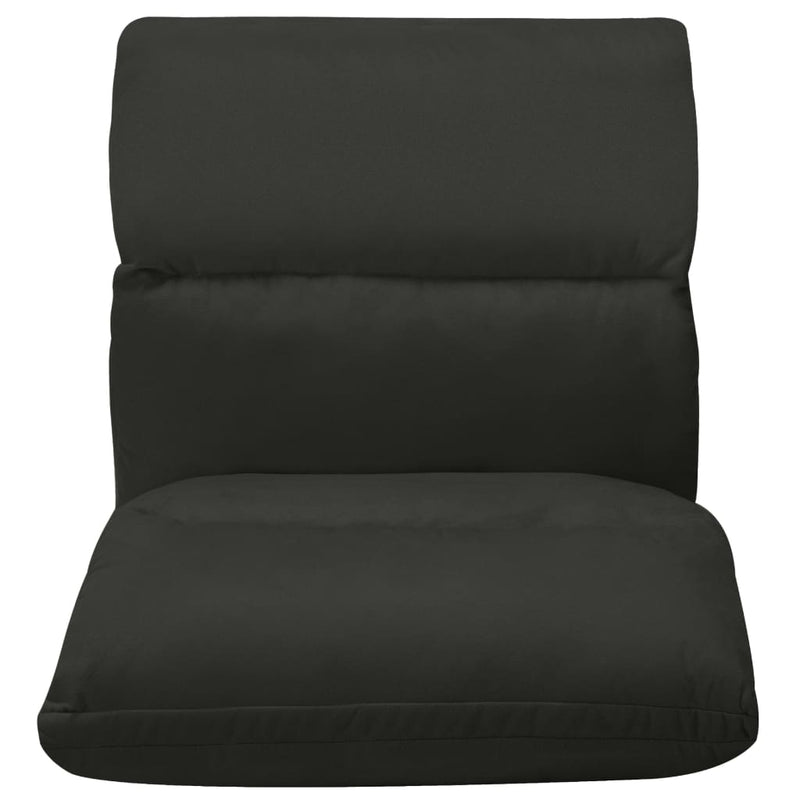 Folding Floor Chair Black Microfibre