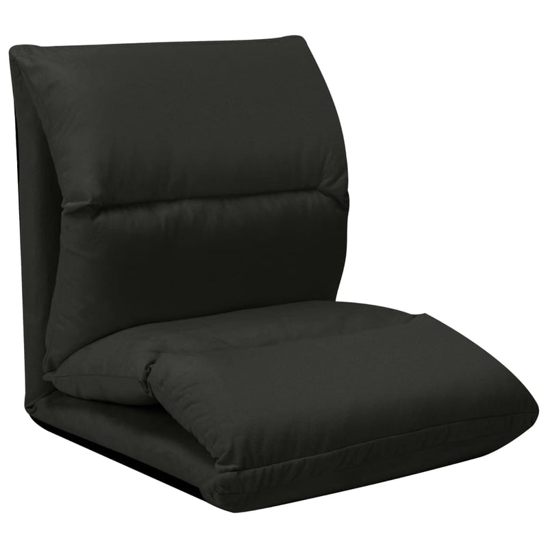 Folding Floor Chair Black Microfibre