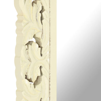 Hand Carved Mirror White 80x50 cm Solid Mango Wood