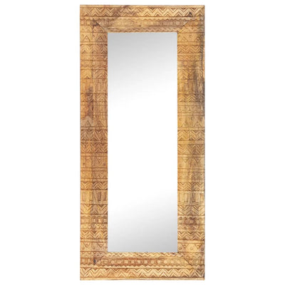 Hand-Carved Mirror 110x50x2.5 cm Solid Mango Wood