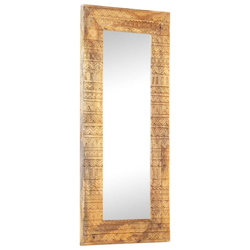 Hand-Carved Mirror 110x50x2.5 cm Solid Mango Wood