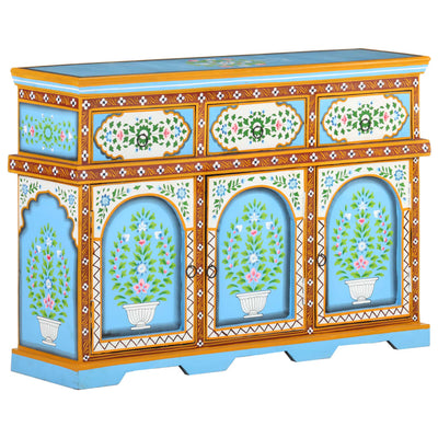 Hand-Painted Sideboard Multicolour 110x30x76cm Solid Mango Wood