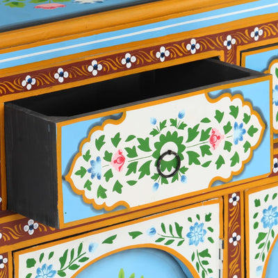 Hand-Painted Sideboard Multicolour 110x30x76cm Solid Mango Wood