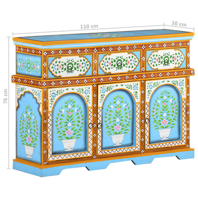 Hand-Painted Sideboard Multicolour 110x30x76cm Solid Mango Wood