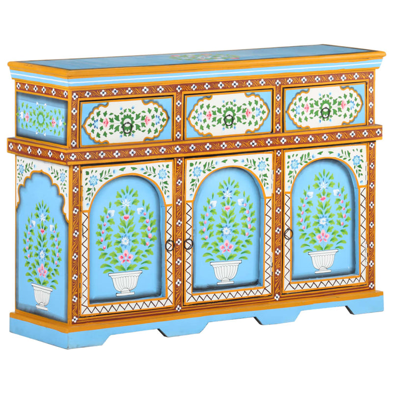 Hand-Painted Sideboard Multicolour 110x30x76cm Solid Mango Wood