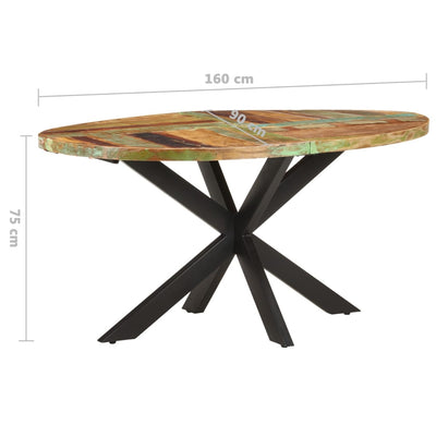 Dining Table 160x90x75 cm Solid Reclaimed Wood