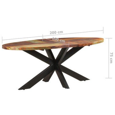 Dining Table Oval 200x100x75 cm Solid Reclaimed Wood