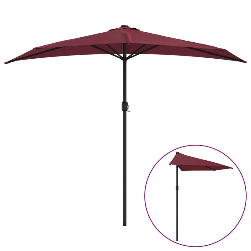 Balcony Parasol with Aluminium Pole Bordeaux Red 270x144x222 cm Half