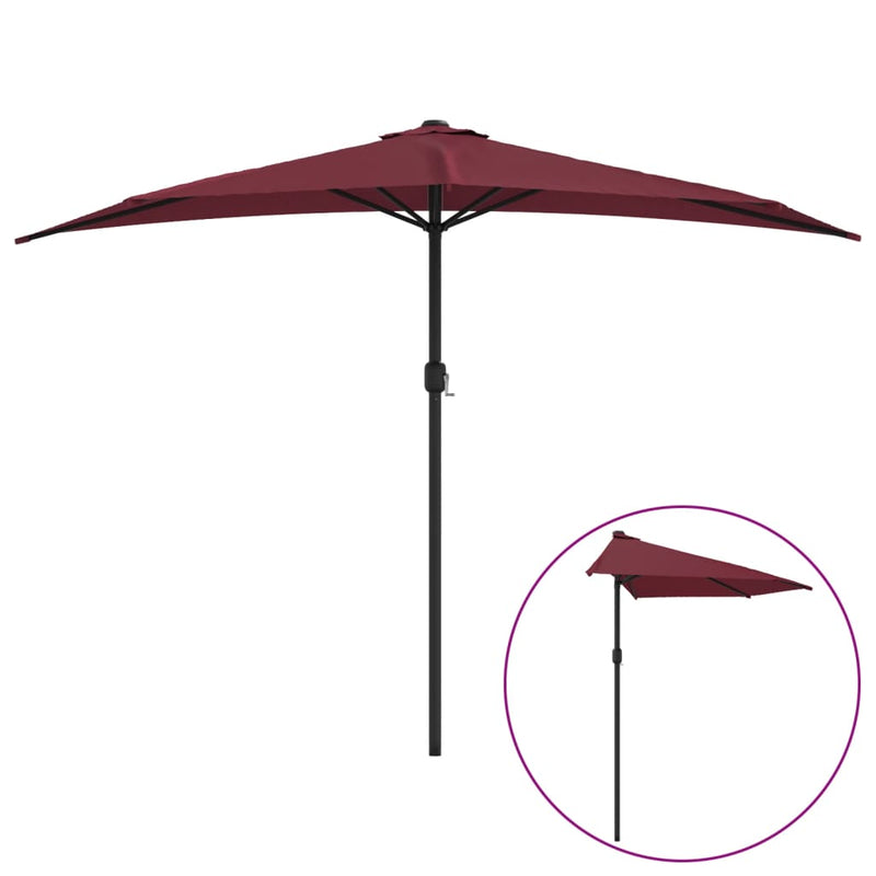 Balcony Parasol with Aluminium Pole Bordeaux Red 300x155x223 cm Half