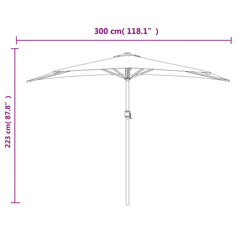 Balcony Parasol with Aluminium Pole Bordeaux Red 300x155x223 cm Half