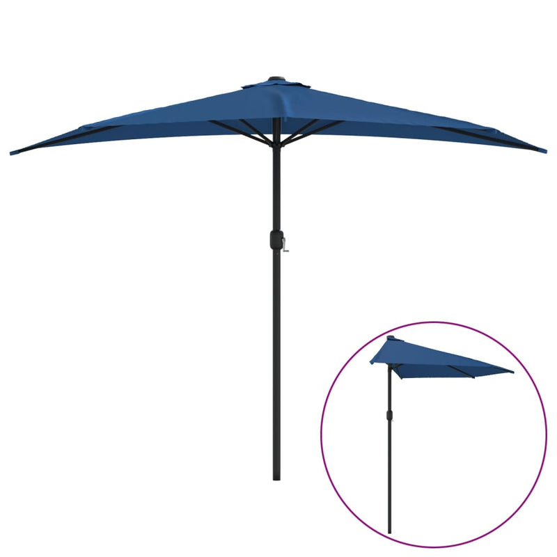 Balcony Parasol with Aluminium Pole Blue 300x155x223 cm Half