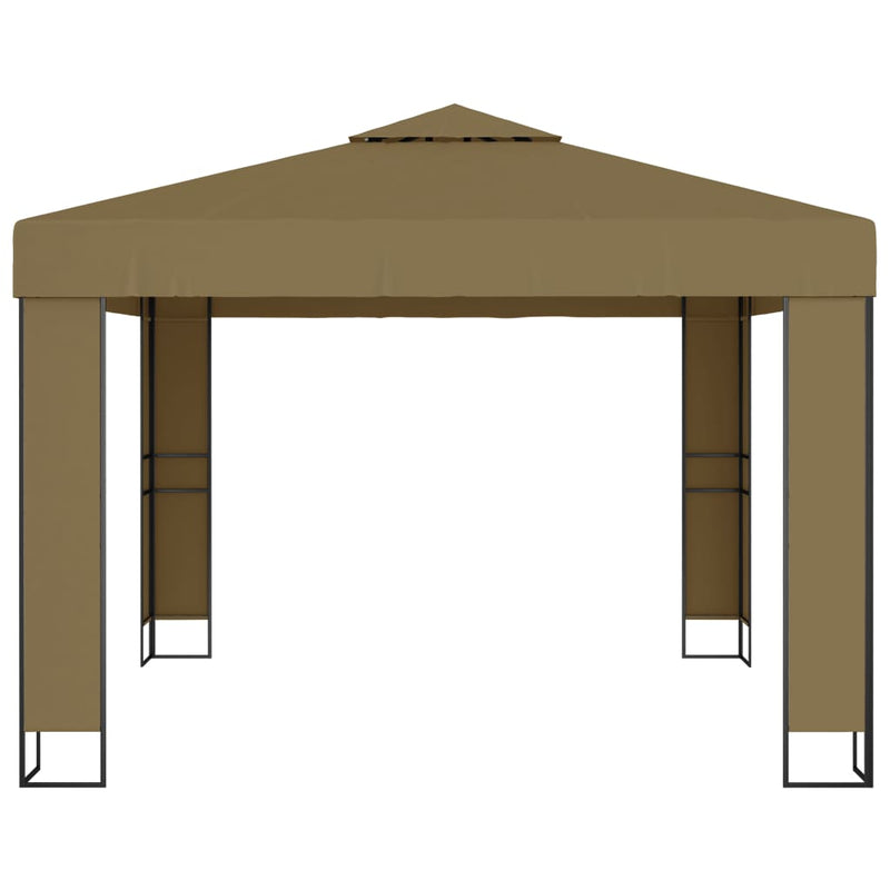 Gazebo with Double Roof 3x3x2.7 m Taupe 180 g/m²