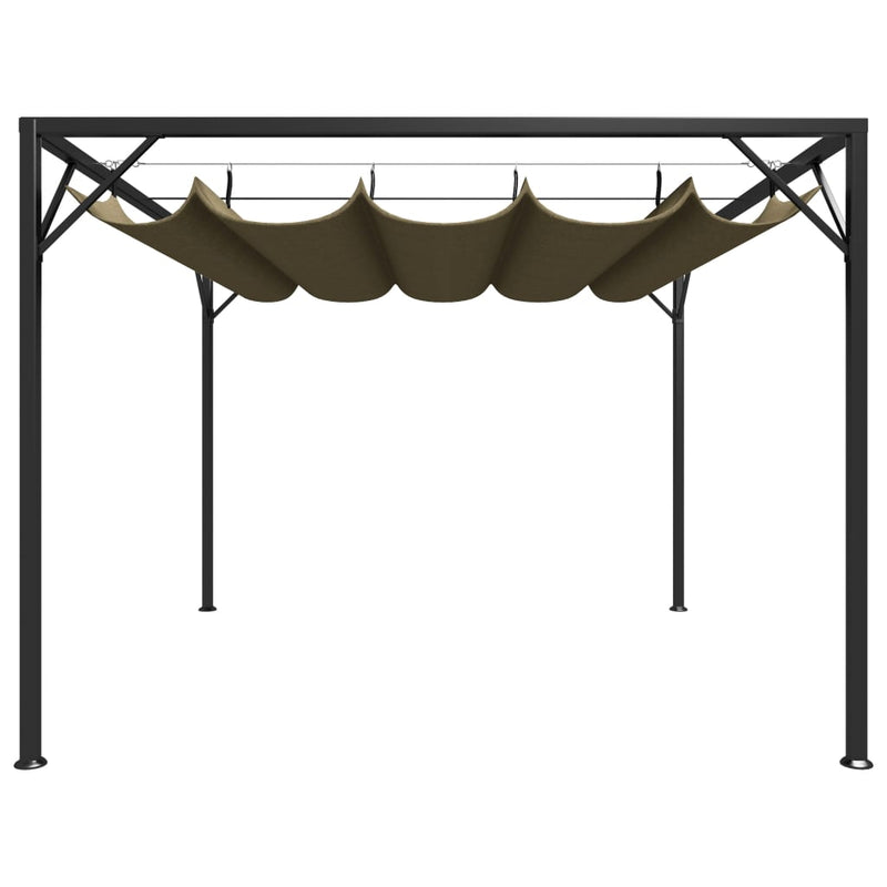 Garden Gazebo with Retractable Roof 3x3 m Taupe 180 g/m²