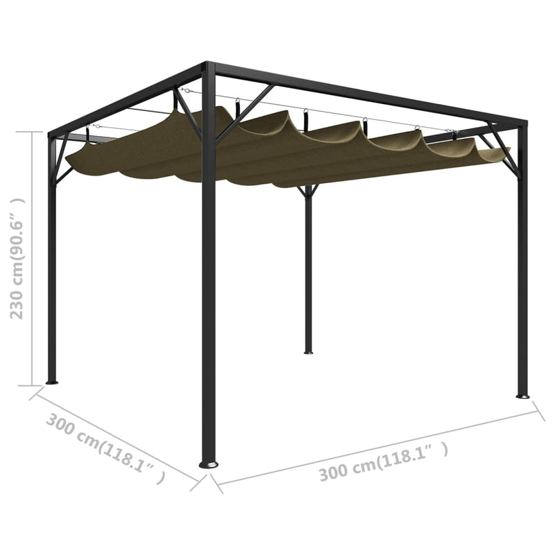 Garden Gazebo with Retractable Roof 3x3 m Taupe 180 g/m²