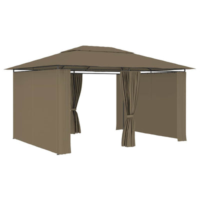 Garden Marquee with Curtains 4x3 m Taupe 180 g/m²