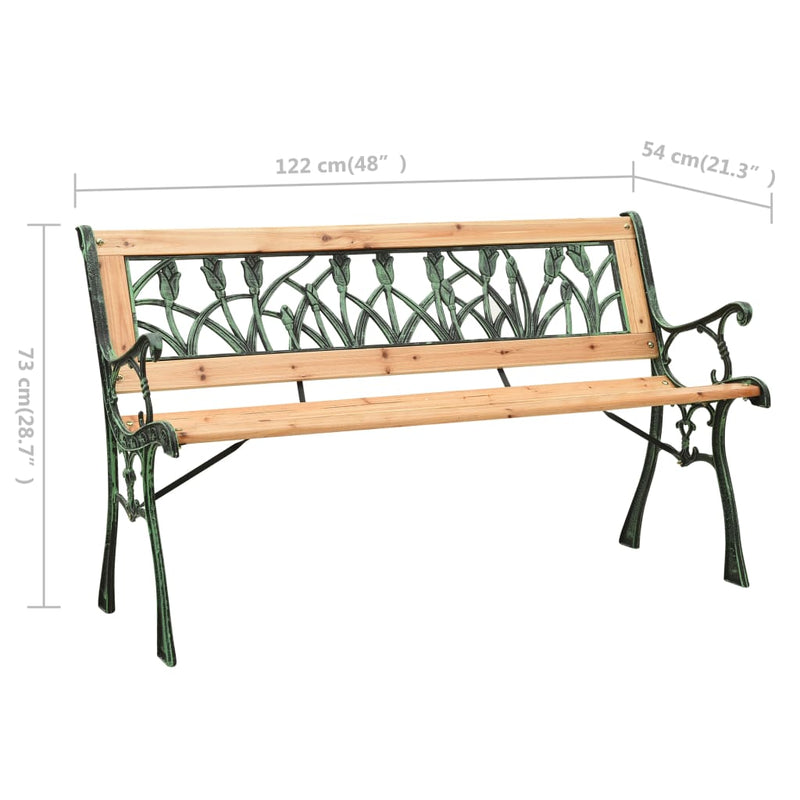 Garden Bench 122 cm Cast Iron and Solid Firwood