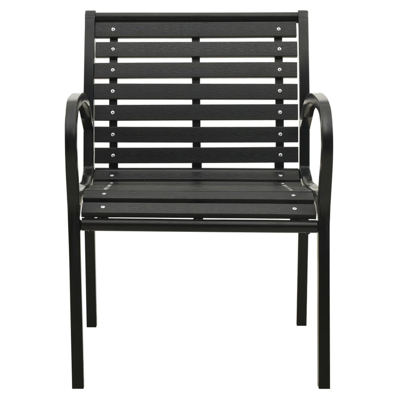 Garden Chairs 2 pcs Steel and WPC Black