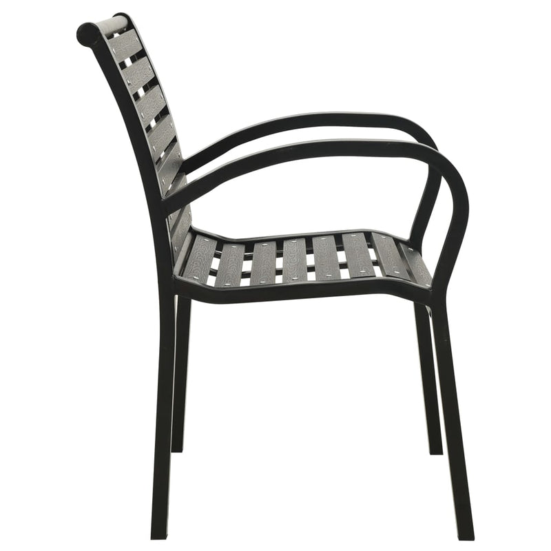 Garden Chairs 2 pcs Steel and WPC Black