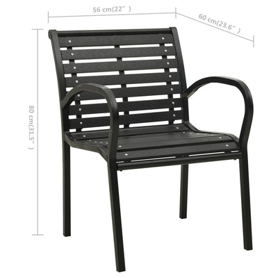 Garden Chairs 2 pcs Steel and WPC Black