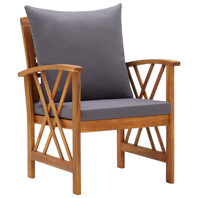 Garden Chairs with Cushions 2 pcs Solid Acacia Wood