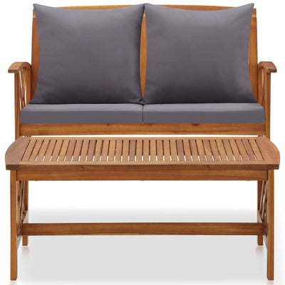 2 Piece Garden Lounge Set with Cushions Solid Acacia Wood