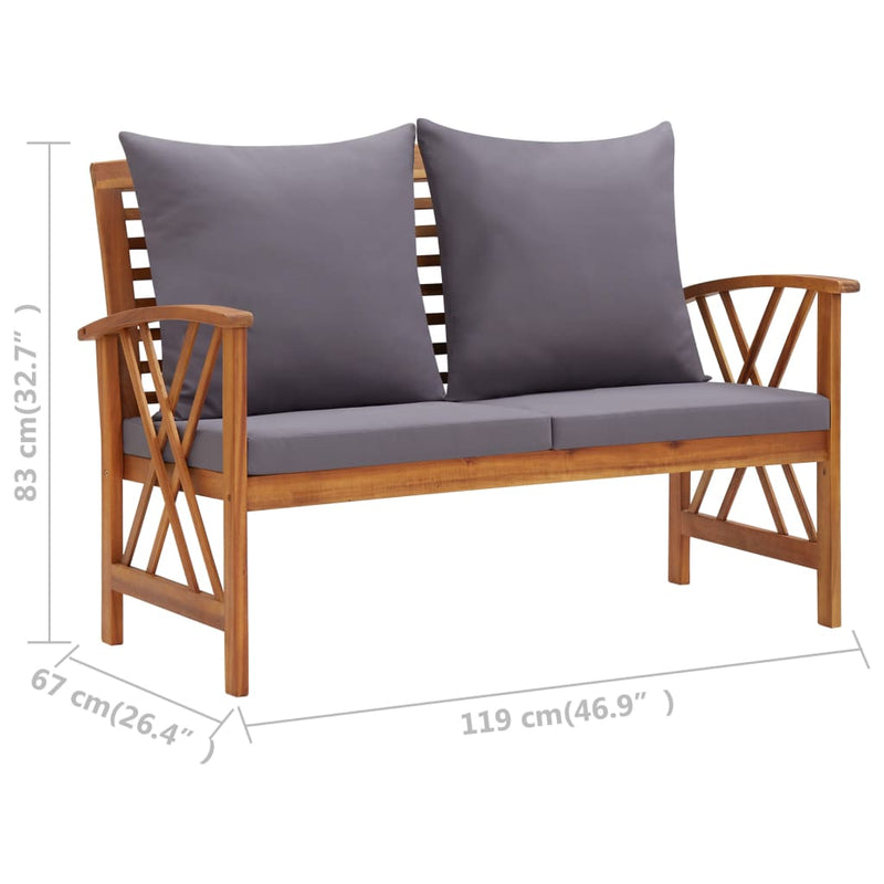 2 Piece Garden Lounge Set with Cushions Solid Acacia Wood