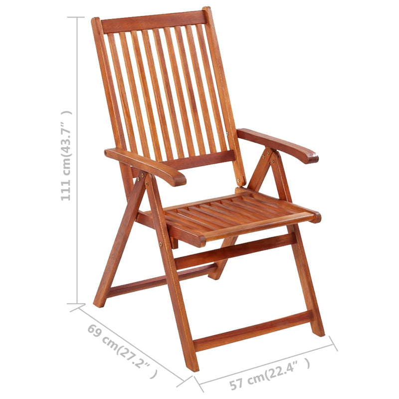 Folding Garden Chairs 3 pcs Solid Acacia Wood