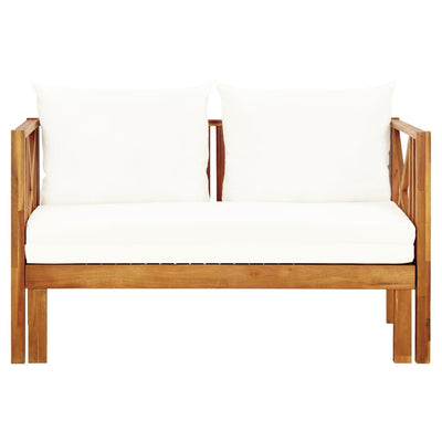 2-Seater Garden Bench with Cushions 122 cm Solid Acacia Wood