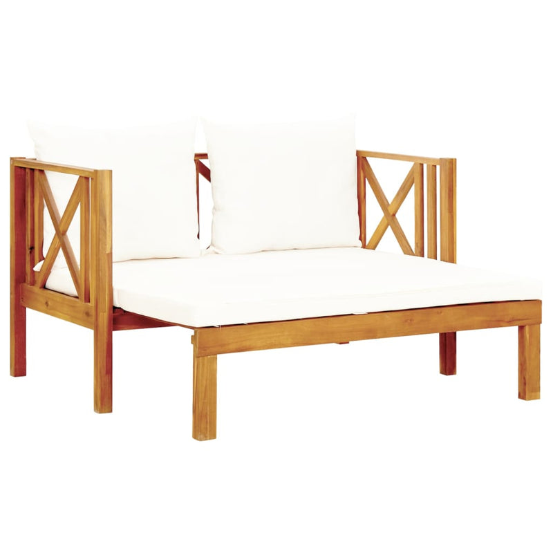 2-Seater Garden Bench with Cushions 122 cm Solid Acacia Wood