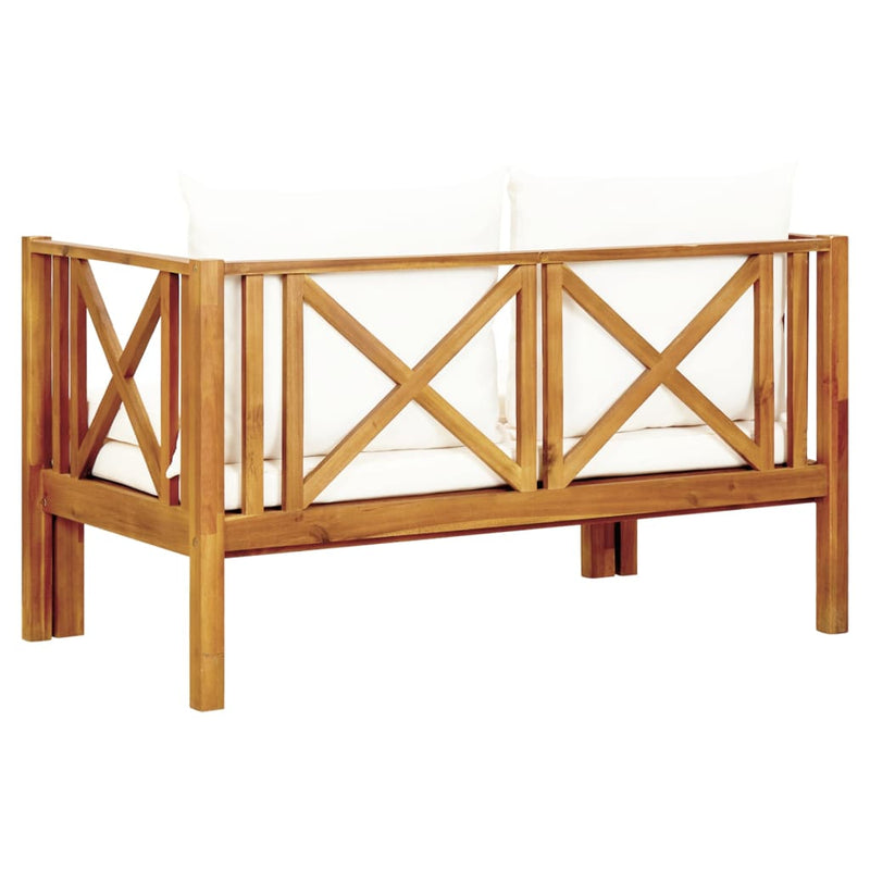 2-Seater Garden Bench with Cushions 122 cm Solid Acacia Wood