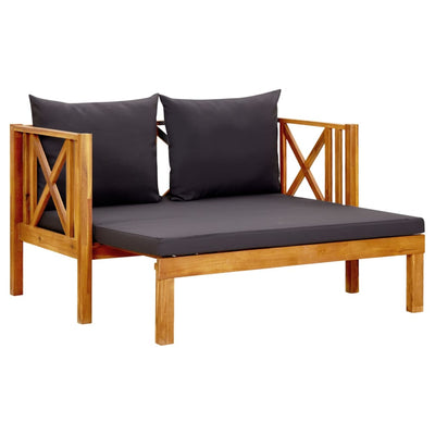 2-Seater Garden Bench with Cushions 122 cm Solid Acacia Wood