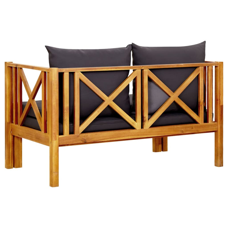 2-Seater Garden Bench with Cushions 122 cm Solid Acacia Wood