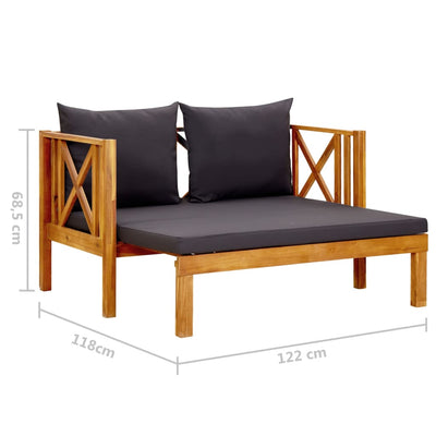 2-Seater Garden Bench with Cushions 122 cm Solid Acacia Wood