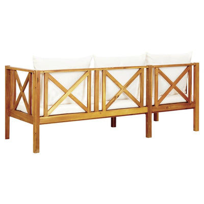 3-Seater Garden Bench with Cushions 179 cm Solid Acacia Wood