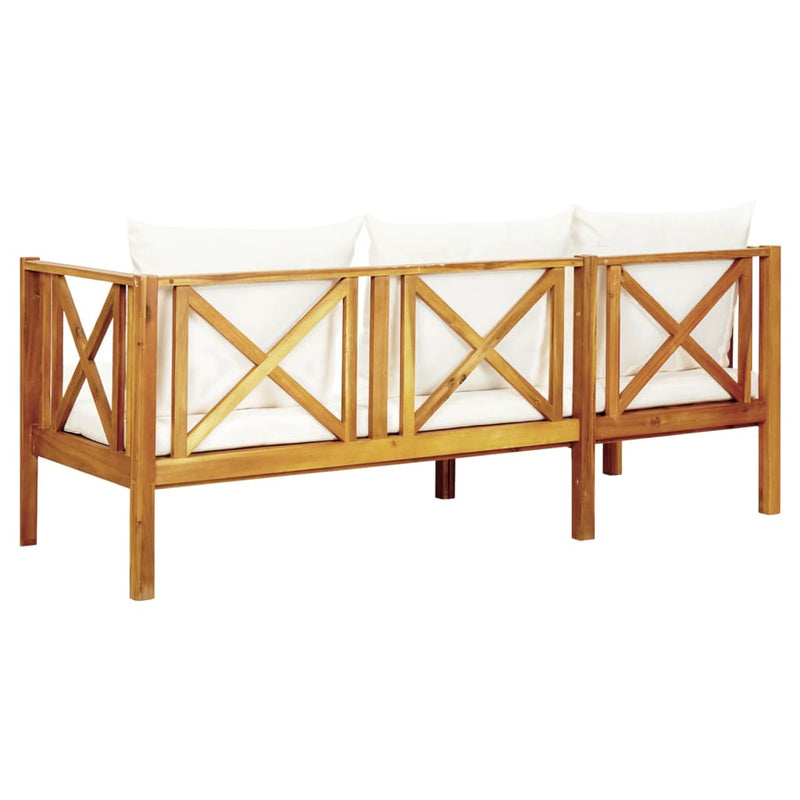 3-Seater Garden Bench with Cushions 179 cm Solid Acacia Wood