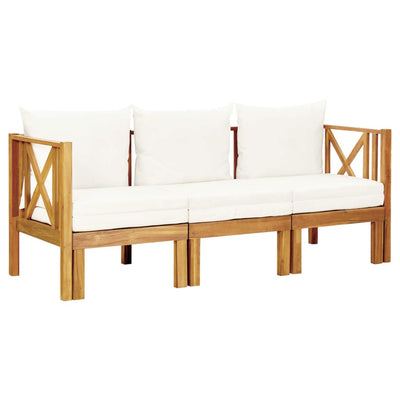 3-Seater Garden Bench with Cushions 179 cm Solid Acacia Wood