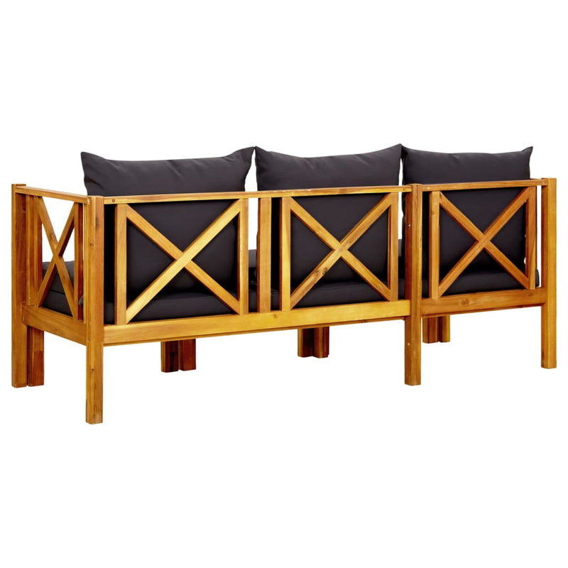 3-Seater Garden Bench with Cushions 179 cm Solid Acacia Wood