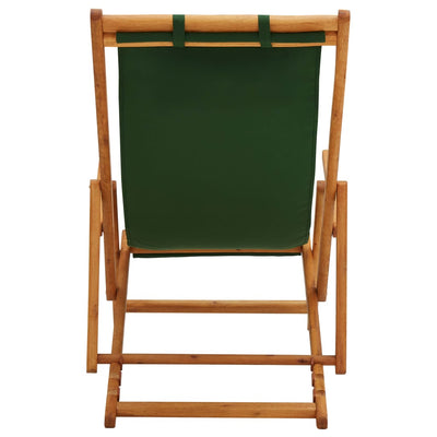 Folding Beach Chair Solid Eucalyptus Wood and Fabric Green